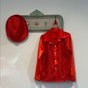 Kids Red Sequin Button-Down Shirt